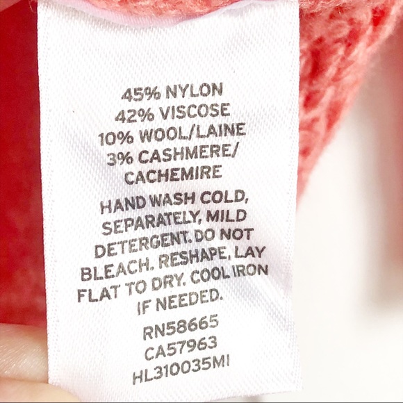 Hinge Coral Orange V-Neck Soft Wool Cashmere Blend Sweater Small - Picture 10 of 16